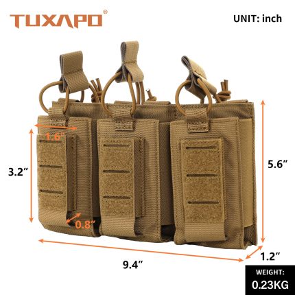 TUXAPO tactical MOLLE Open-Top Magazine Pouch in Coyote Brown Dimension