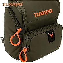 TUXAPO green modular binocular harness chest pack with a rangefinder pouch and pockets