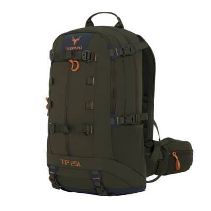 25L Ranger Green hunting backpack with multiple compartments and ergonomic design