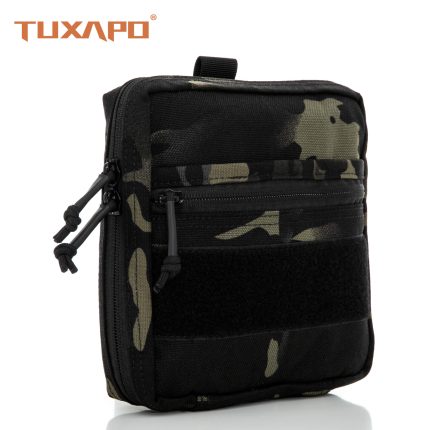 Tuxapo TPA410 tactical small MOLLE EDC pouch in black camouflage, rugged and versatile