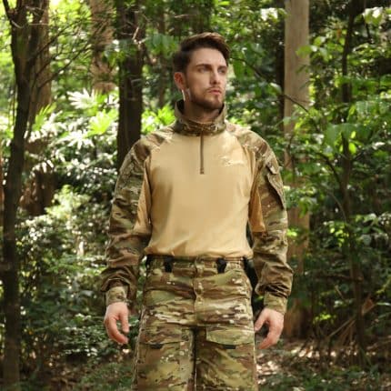 A man wearing a TUXAPO Tactical Combat Shirt